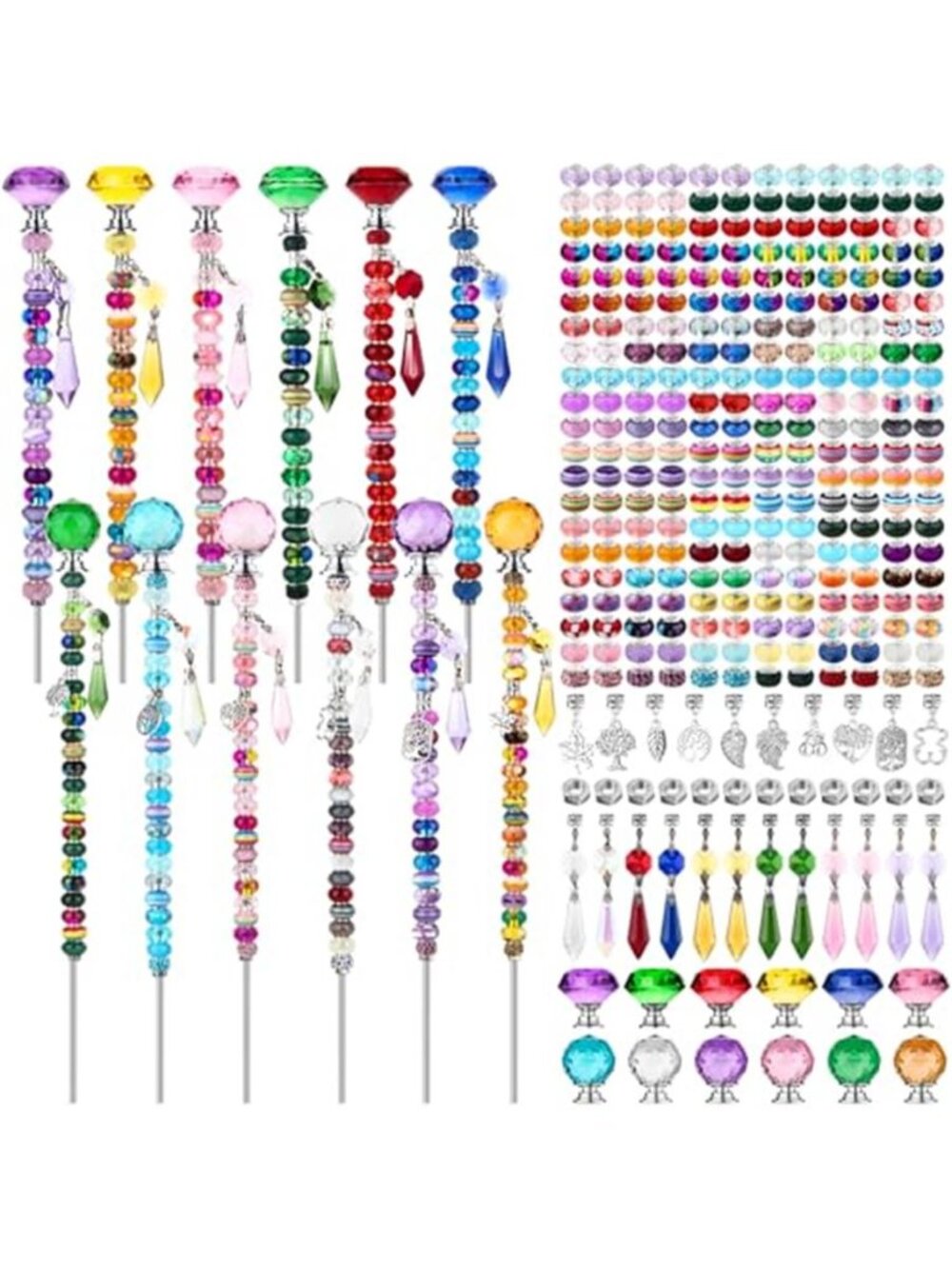 310Pcs DIY Fairy Wand Beaded Garden Stakes Kit, Decorative Garden Stakes